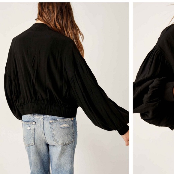 BLACK FREE PEOPLE JACKET BALOON SLEEVE TOP ✨ - Picture 7 of 8